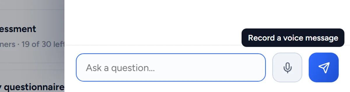 The message box of the assistant with the microphone button