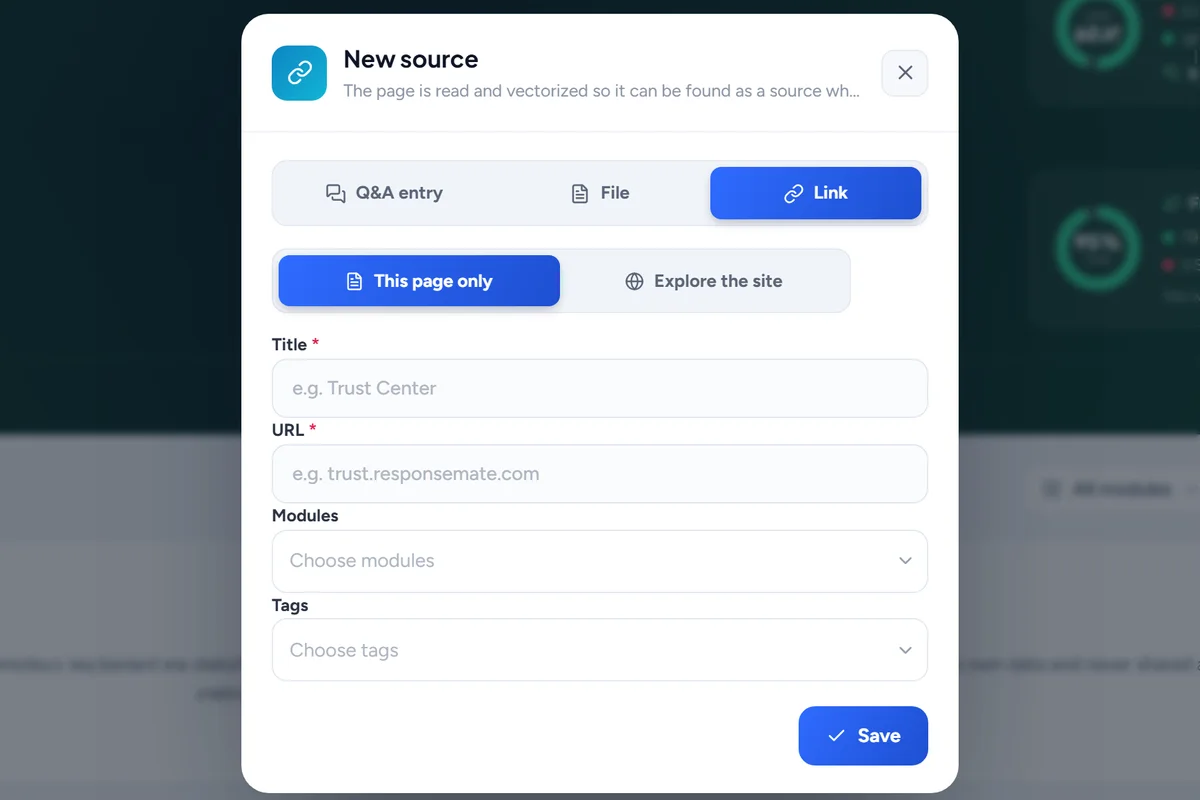 Adding a source: a file, a link, or a website to explore