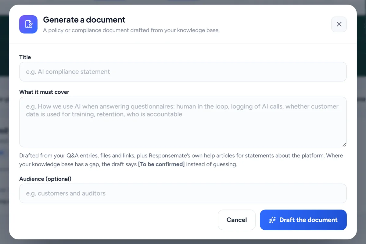 Generate a policy document from the knowledge base