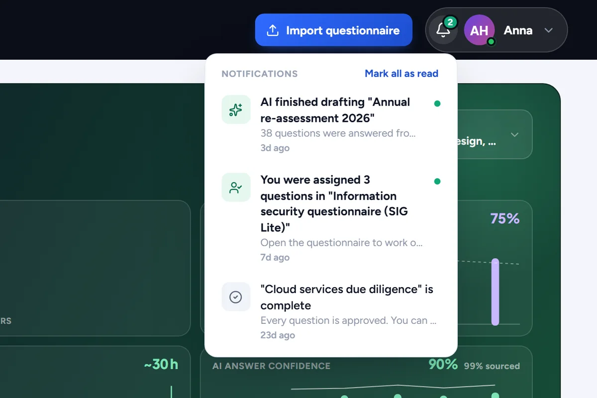 The notification tray in the top bar