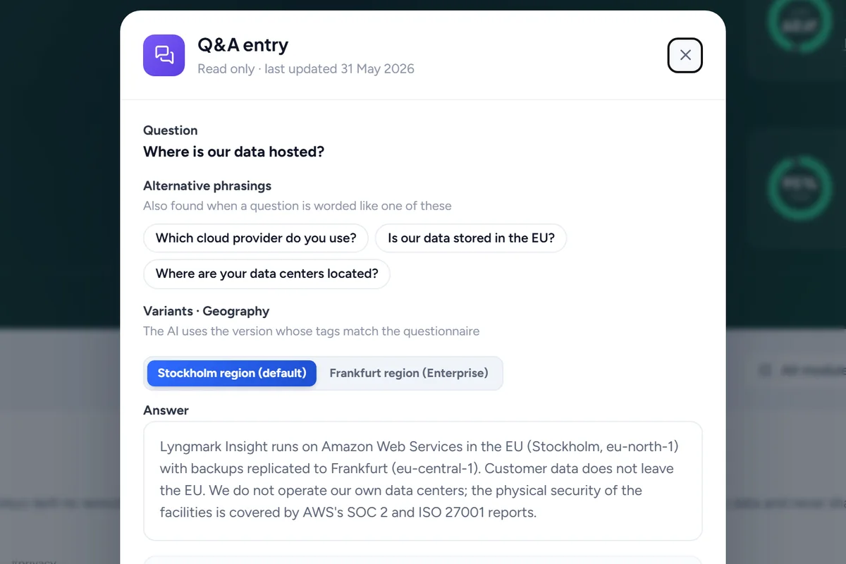 One entry, two answers: the default region and the Enterprise region